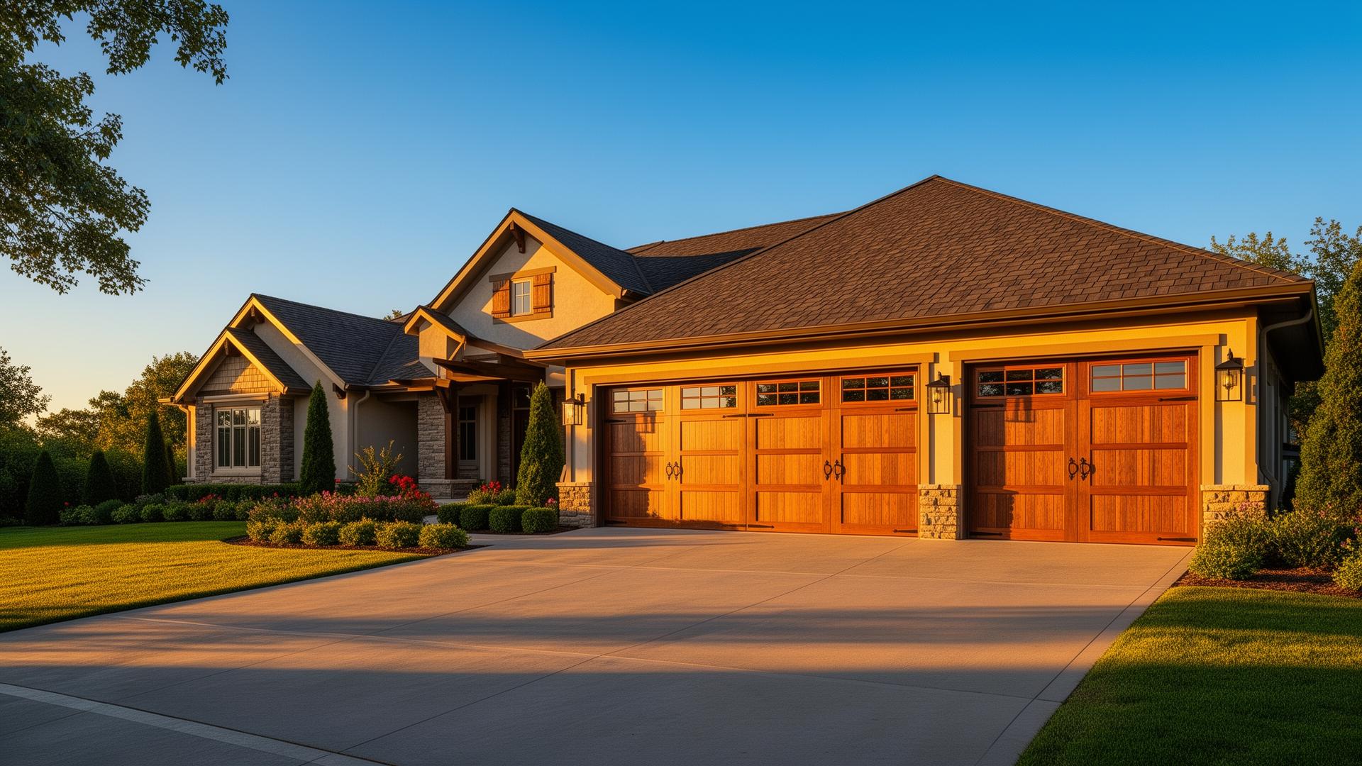 Premium insulated steel garage doors on a beautiful home in Ocean Shores WA